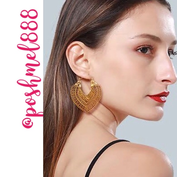 :: ⚜️Exotic Bohemian GOLD Dangle Earrings - Picture 2 of 6